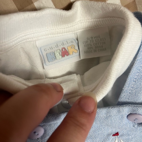 4/$20 Cuddle Bear Sailboat Overalls Size 0-3 Months - Picture 2 of 2